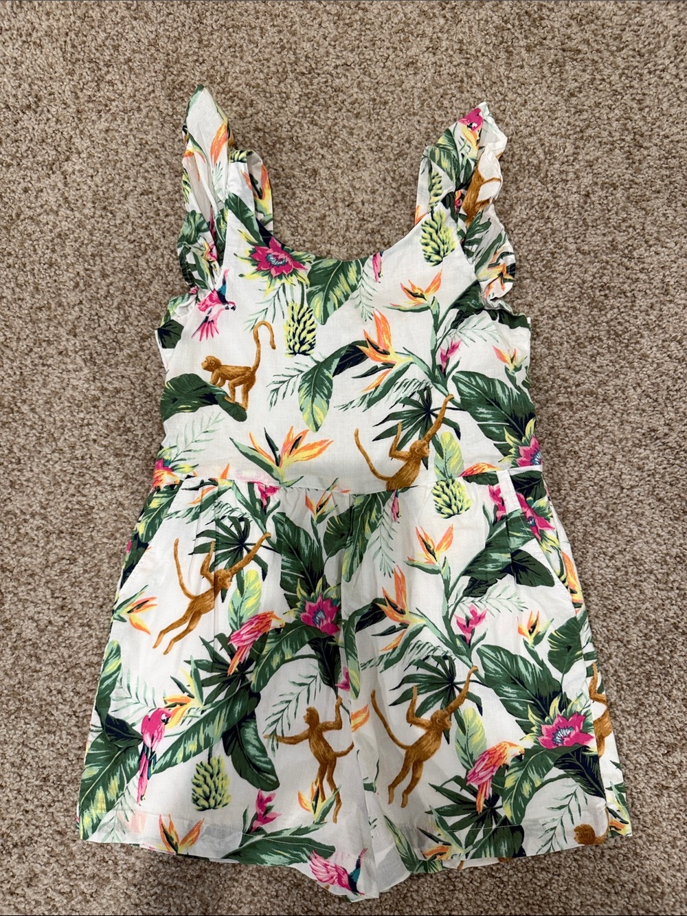 Janie and jack Tropical Print Romper with Ruffle Straps